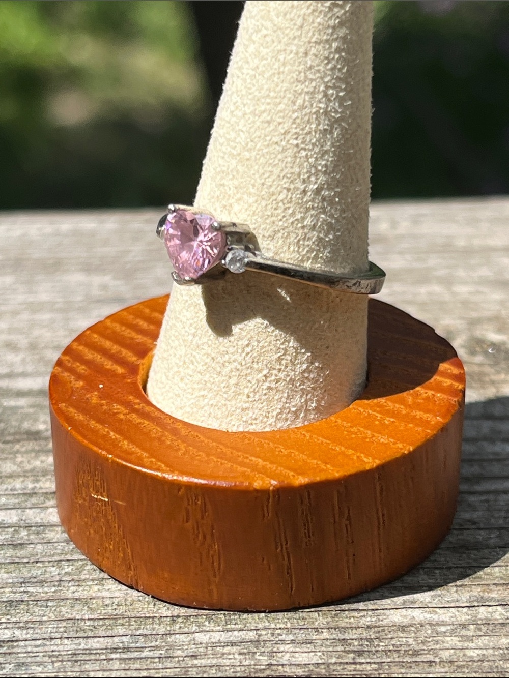 Sterling Silver (925) Pink Topaz Heart Solitaire Ring